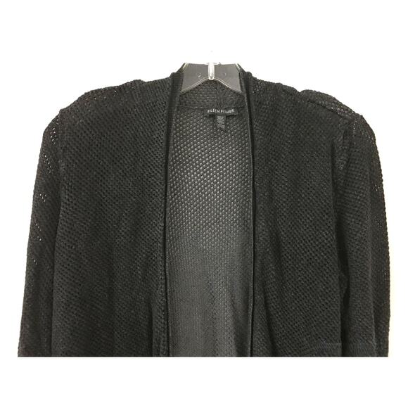 Eileen Fisher Charcoal Tencel Twisted Pointelle Cardigan Shrug M - Picture 5 of 9